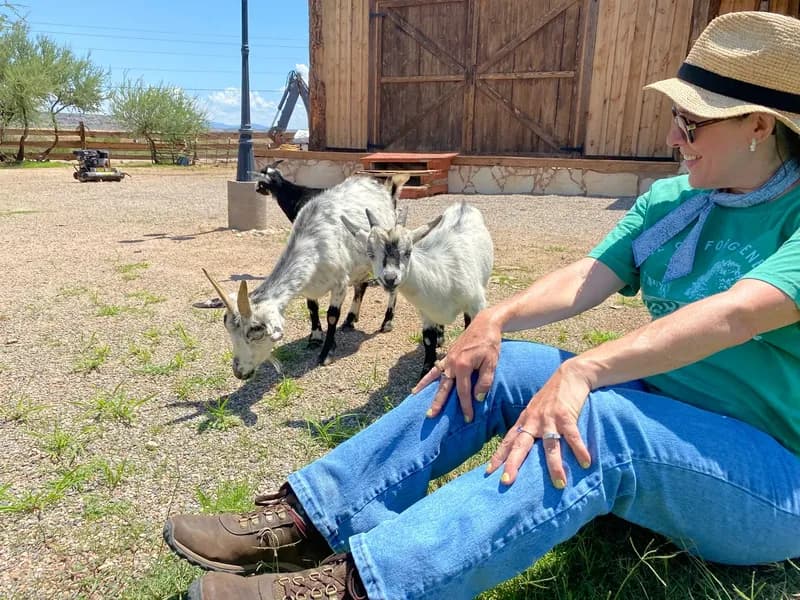 Jennifer with a goat